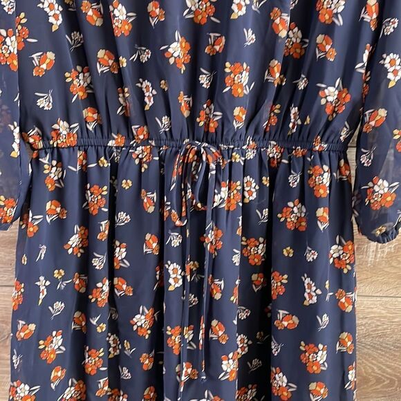 Enfocus Studio Ladies Floral Dress, Size 12, Navy Blue Rust and White - Picture 7 of 9